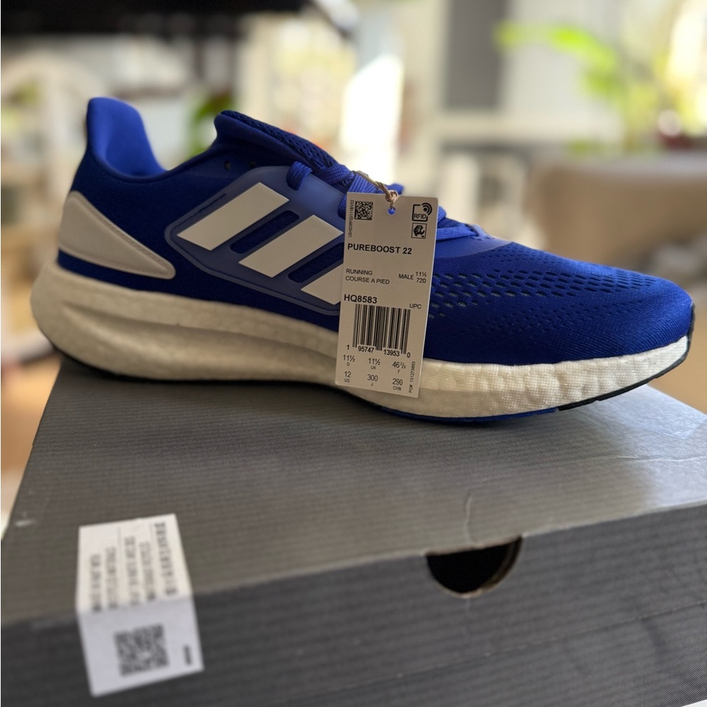 Adidas PureBoost 22 Men's Running Shoes - Royal Blue and White
